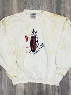 Vintage Northern Reflections Golf Graphic Sweatshirt Cream Large
